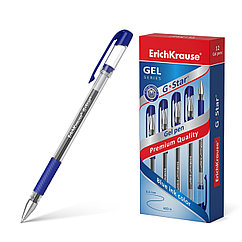 Ручка гелевая ErichKrause G-Star® Stick&Grip Classic 0.5, цвет чернил синий (в коробке по 12 шт.)