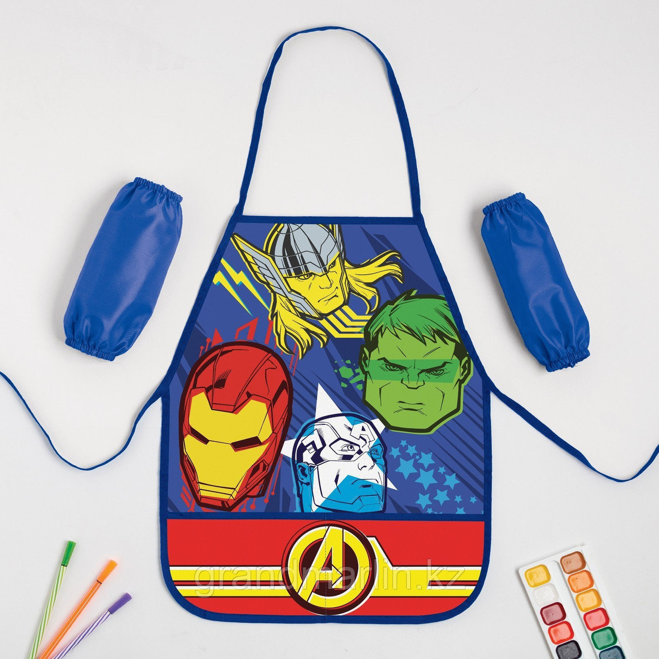 Фартук с нарукавниками детский «Команда Мстители», 49х39 см, фото 1