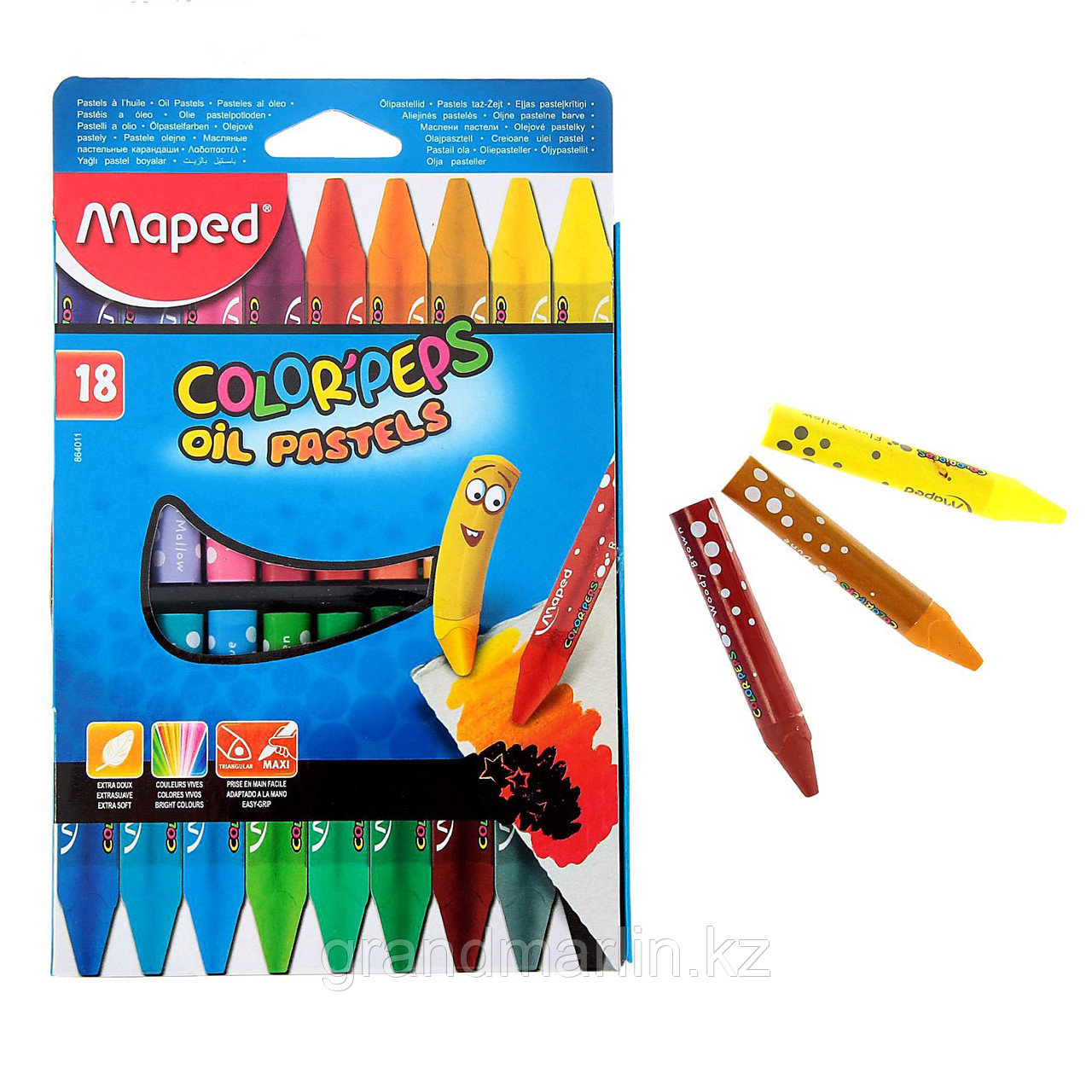 Пастель масляная детская 18 цветов, Maped oil Pastel, супер мягкая, разные эффекты - фото 1 - id-p111471945