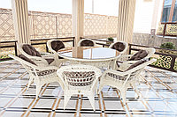 Комплект мебели Изабелла (стол и стулья) Izabella - Круглый стол, стул 8 шт., Белый травертин