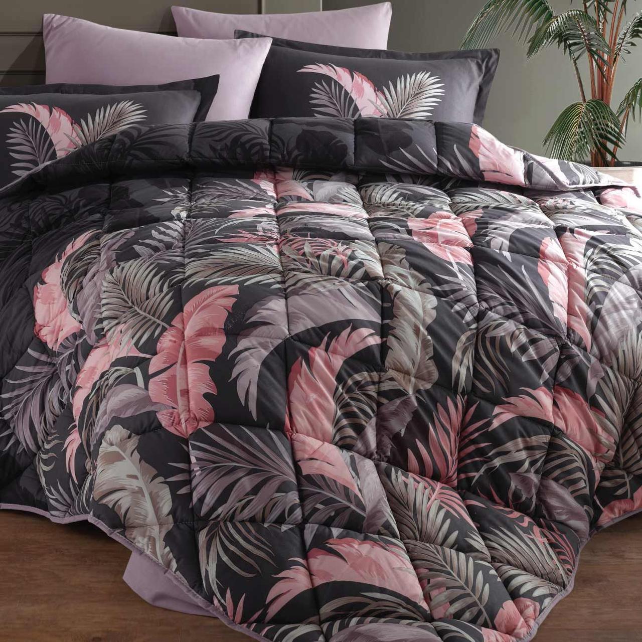 Набор постельного белья с одеялом Ранфорс Clasy GW HENA 01 (2-х спальное) Black Турция - фото 3 - id-p111697188