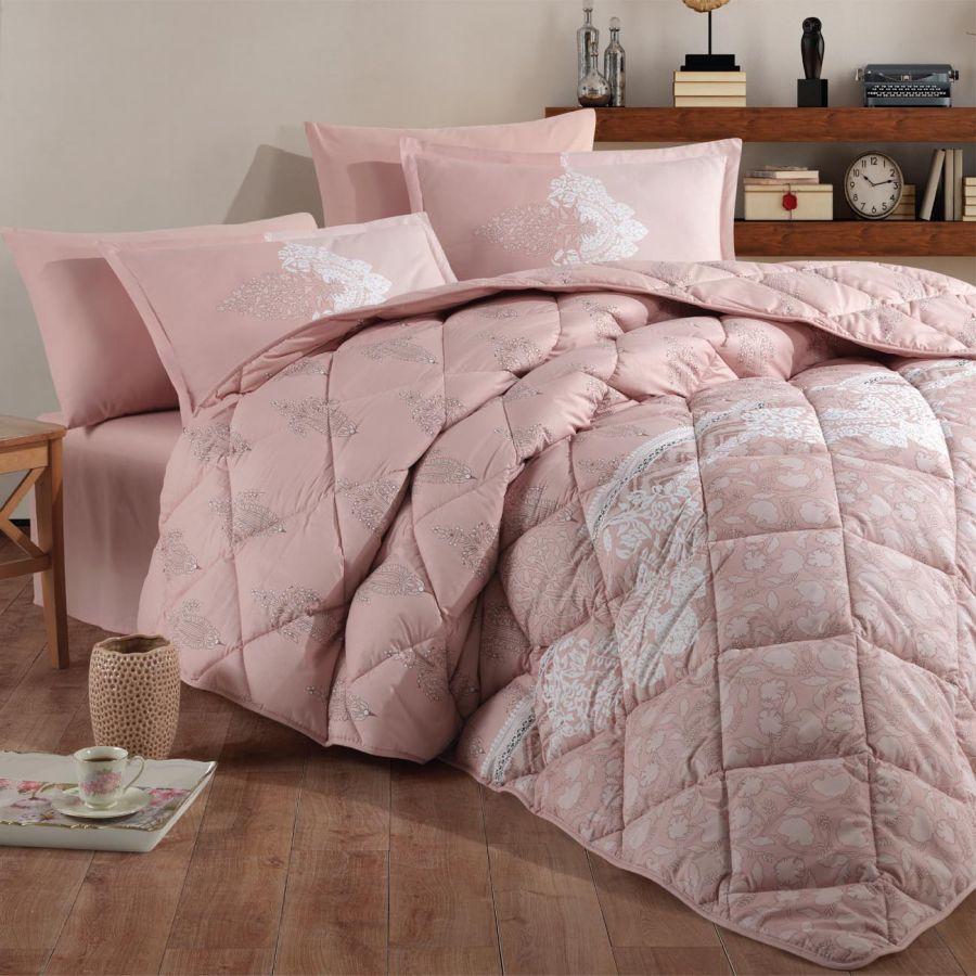 Набор постельного белья с одеялом Ранфорс Clasy GW LEVURE 01 (2-х спальное) Pink Турция - фото 1 - id-p111697196