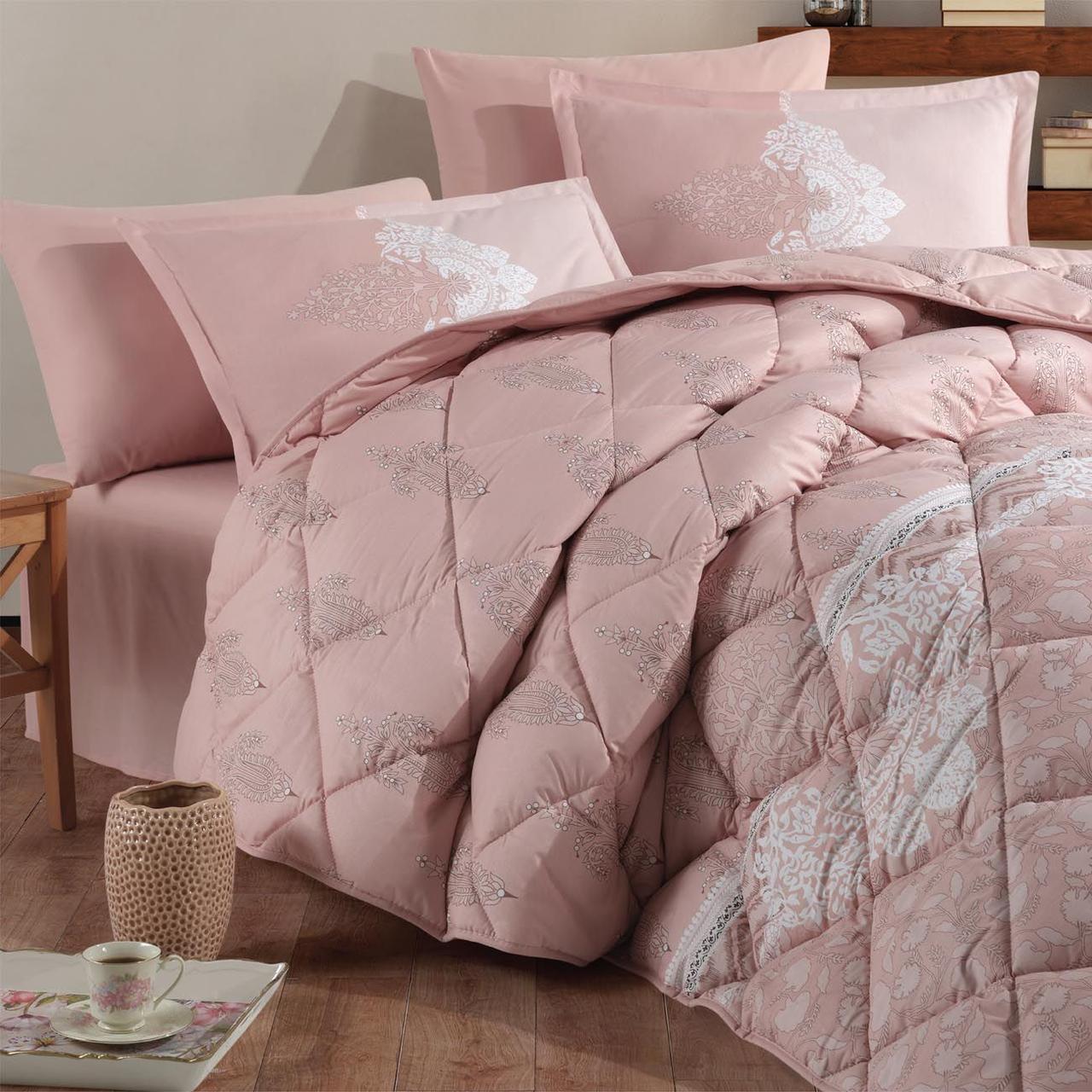 Набор постельного белья с одеялом Ранфорс Clasy GW LEVURE 01 (2-х спальное) Pink Турция - фото 2 - id-p111697196