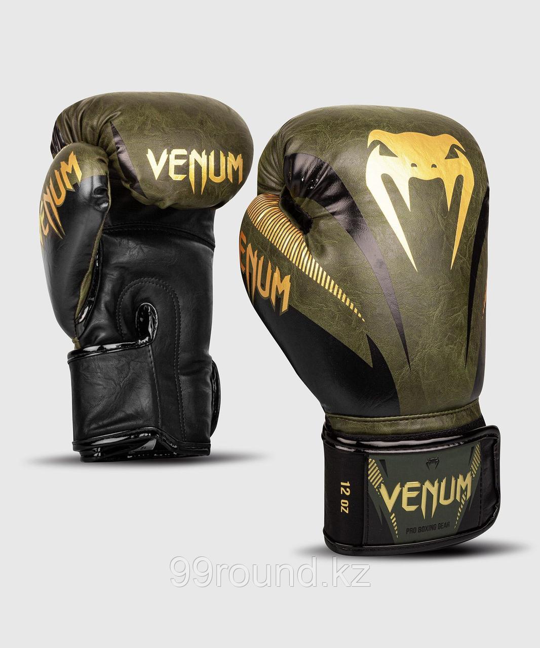 Боксерские перчатки Venum Impact KHK/GLD - 12 Oz