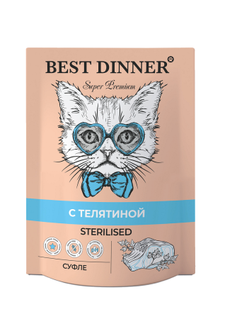 Best Dinner Паучи Влаж.кор д/кошек Мясные деликатесы Sterilised /Суфле С Телятиной/ - 0,085 кг