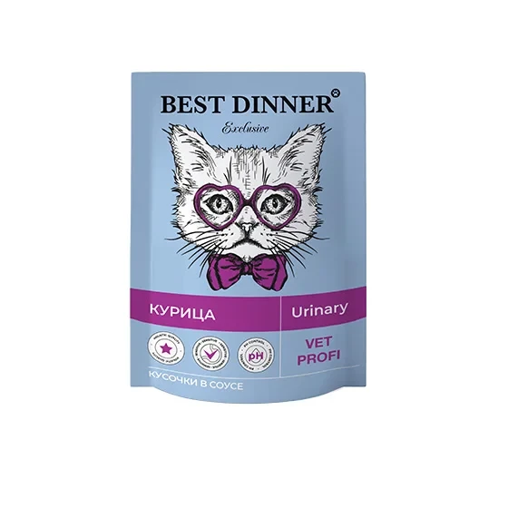 Best Dinner Паучи Влаж.кор д/кошек Exclusive Vet Profi Urinary кусочки в соусе с Курицей 0,085 кг