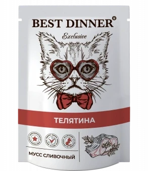 Best Dinner Паучи Влаж.кор д/кошек Exclusive Мусс сливочный /Телятина/ - 0,085 кг