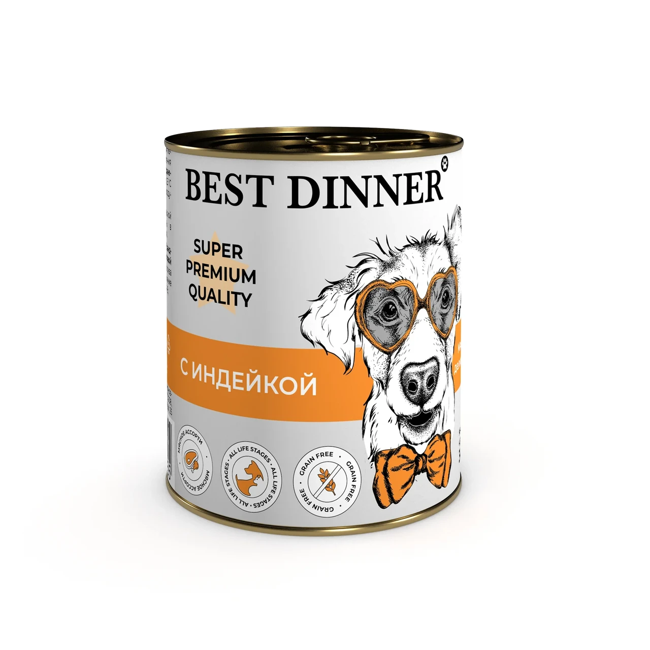 Best Dinner Консер.Влаж.корм д/собак Мясн.деликат Super Premium "С индейкой" - 0,34 кг