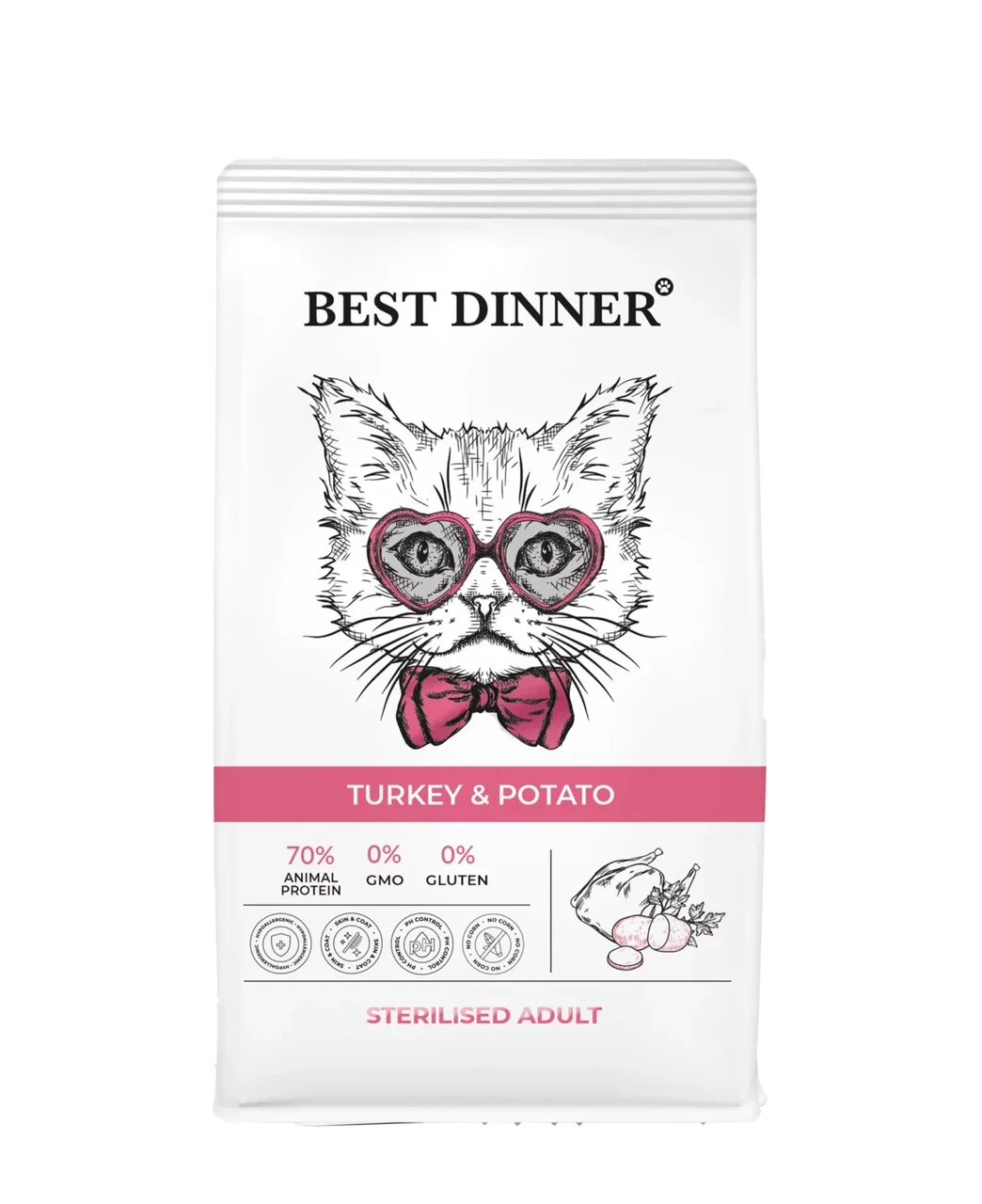Best Dinner Сухой корм д/кошек Эдалт Стерилизат с Индейкой и Картофелем - 1,5 кг