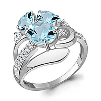 Серебряное кольцо Топаз Свисс Блю Аметист Aquamarine 6907602А.5 покрыто родием
