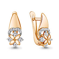 Серьги серебряные классические Фианит Aquamarine 46639А.6 серебро с позолотой