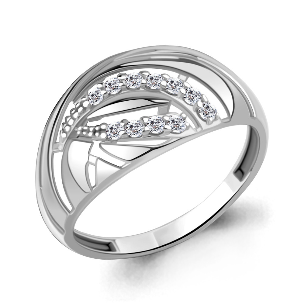 Серебряное кольцо Фианит Aquamarine 64690А.5 серебро с родием