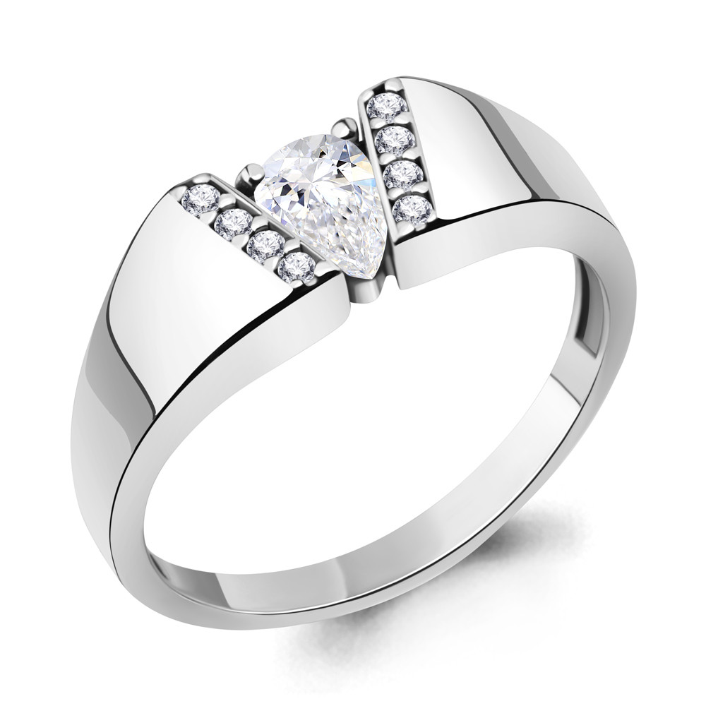 Серебряное кольцо Фианит Aquamarine 68787А.5 серебро с родием