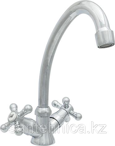 Смеситель для кухни ЦС-СМ 25г К М_Крест круг излив D18 Н-200 ЭКО, фото 1