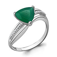 Кольцо из серебра Агат зеленый Фианит Aquamarine 6550109А.5 покрыто родием