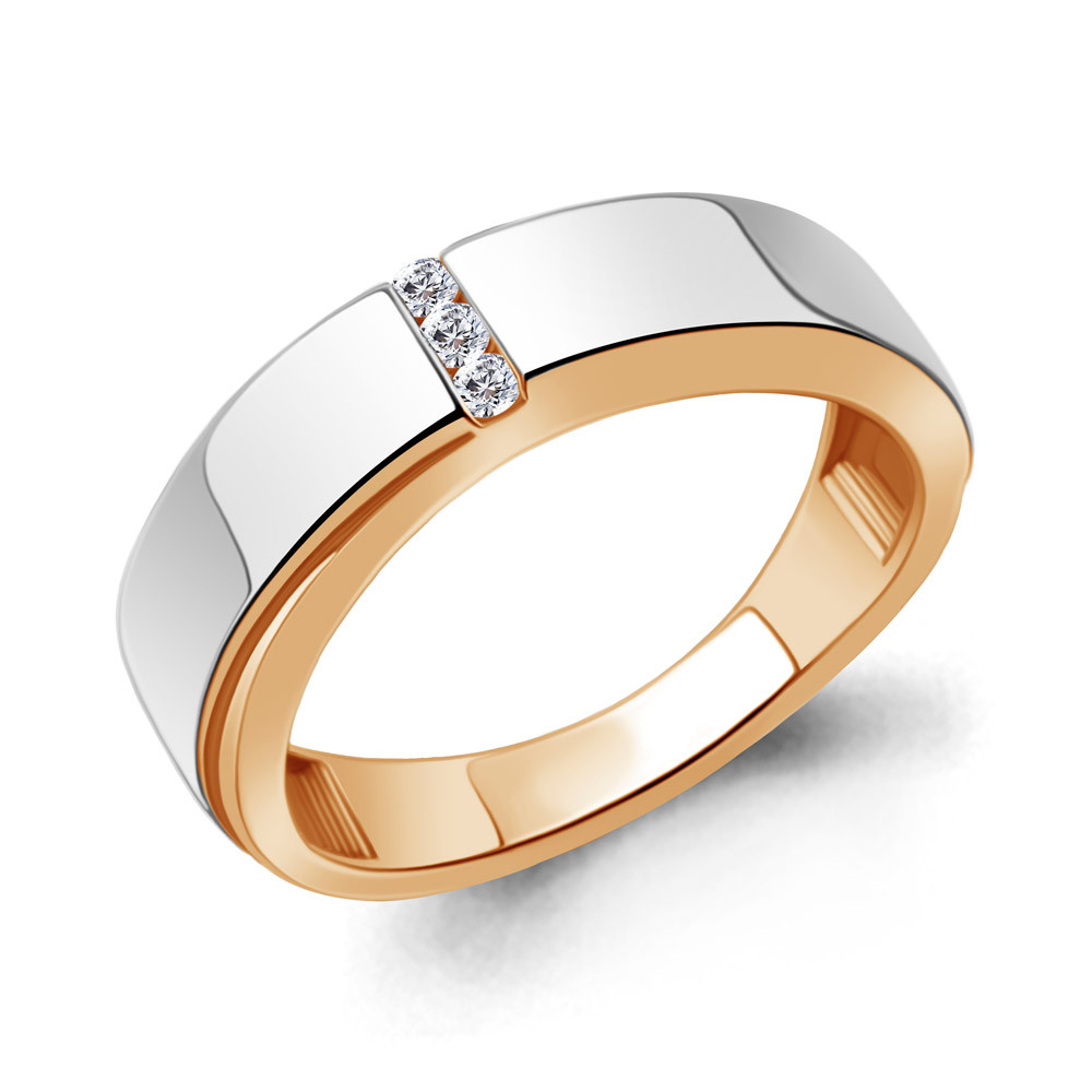 Серебряное кольцо Фианит Aquamarine 68535А.6 позолота