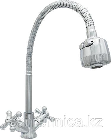 Смеситель для кухни ЦС-СМ 25г К М_Крест ГИБК излив D18 ЭКО, фото 1