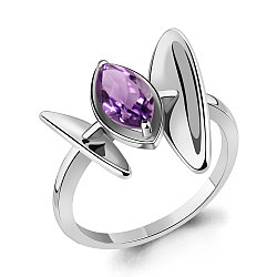 Серебряное кольцо  Аметист Aquamarine 6917304.5 покрыто  родием
