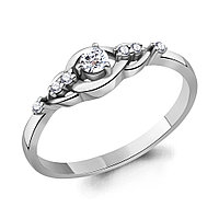 Серебряное кольцо Фианит Aquamarine 67423А.5 покрыто родием