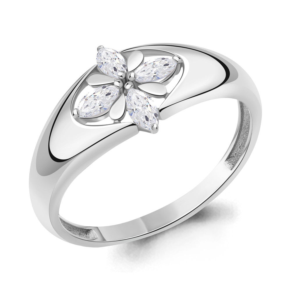 Серебряное кольцо  Фианит Aquamarine 67312.5 покрыто  родием
