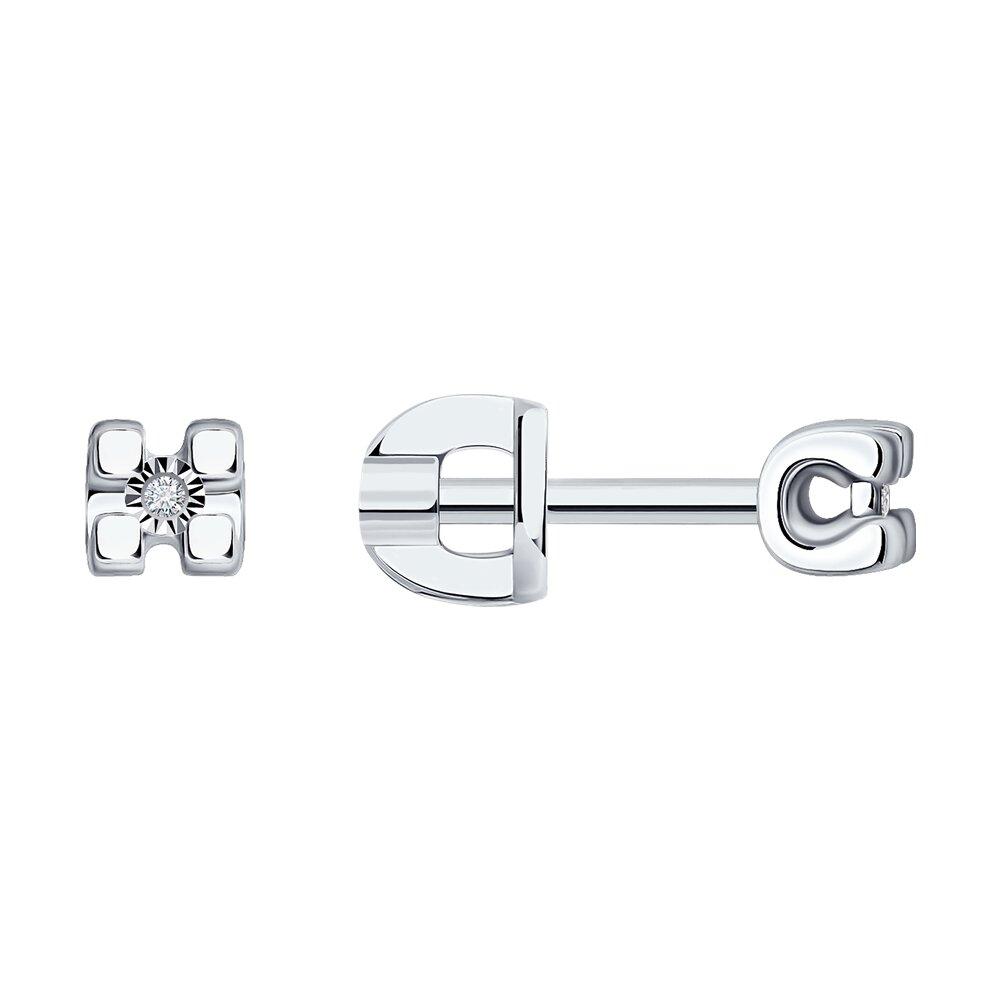 Серьги из серебра с бриллиантами SOKOLOV 87020108 серебро с родием,, фото 1