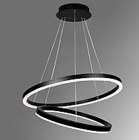 Подвесная светодиодная люстра в стиле хай-тек на 2 кольца цвет черный диаметры 80см*60см