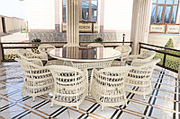 Комплект мебели Шанель (стол и стулья) Chanel - Круглый стол, стул 10 шт., Белый травертин