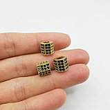 Бусина шестигранная, с фианитами, 7х8х8мм, фото 2