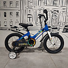 Детский двухколесный велосипед "Prego 2".14" колеса. С боковыми колесиками. Синий., фото 5