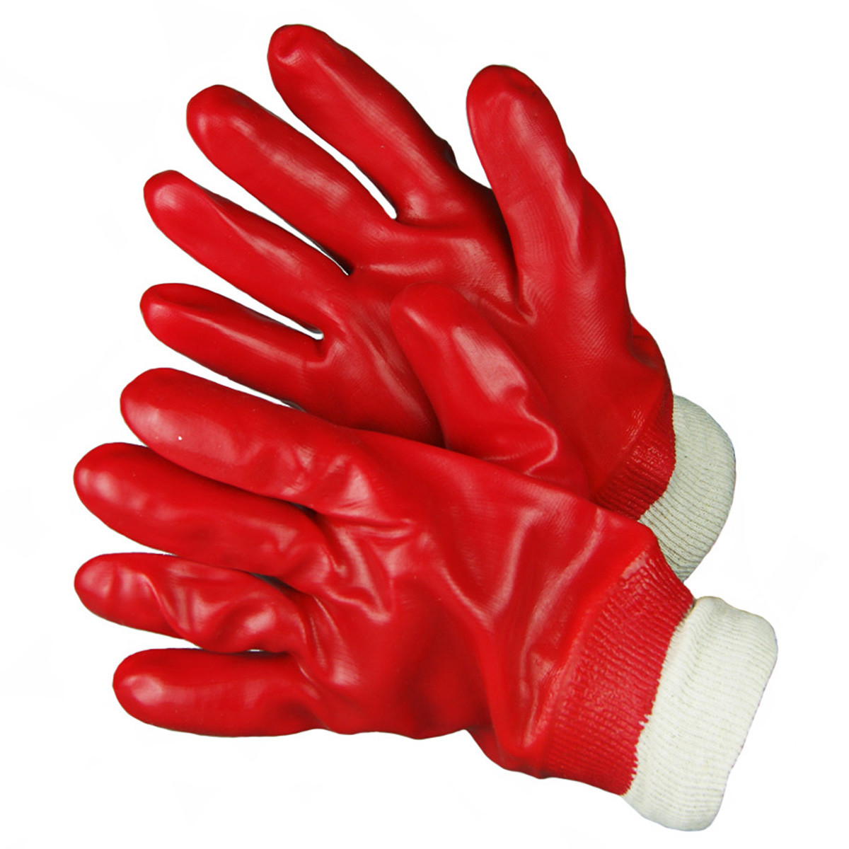 Перчатки МБС 125 гр. с красным ПВХ покрытием, с манжетой-резинкой, размер XL - фото 1 - id-p111209818