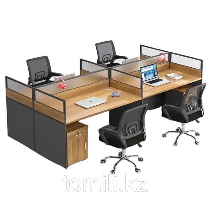Офисный стол 4хместный с высокими перегородками - фото 2 - id-p111711734