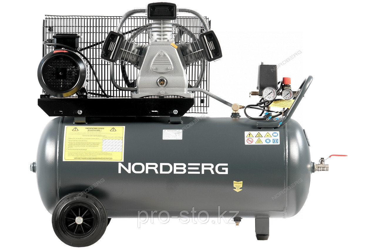 Компрессор поршневой с ременной передачей 380В, ресив. 100л, 580л/мин