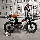 Облегченный Детский двухколесный велосипед "Prego".12" колеса. Алюминиевый. С боковыми колесиками. Черный., фото 4