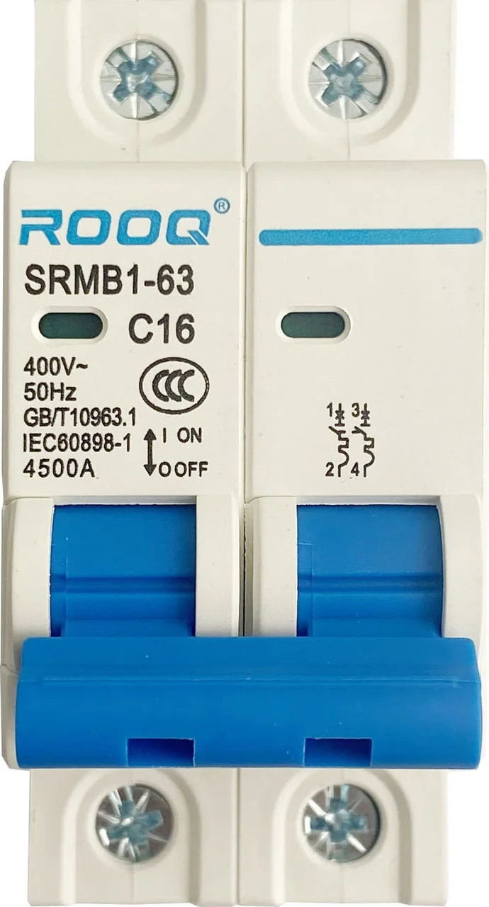 Миниатюрный автоматический выключатель ROOQ SRMB1-63/1P C6A - фото 3 - id-p111721214