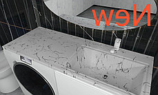Тумба 130 см с раковиной над стиральной машиной с корзиной Марсал белый мрамор L/R, фото 2