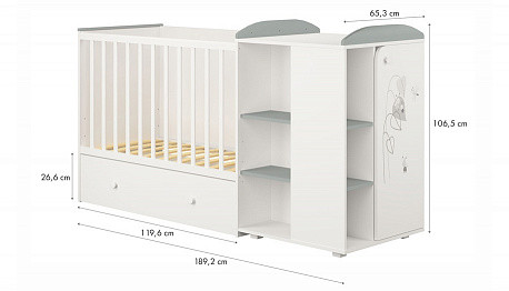 Кровать-трансформер French 800, Amis, белый-серый (Polini kids, Россия) - фото 5 - id-p111721546