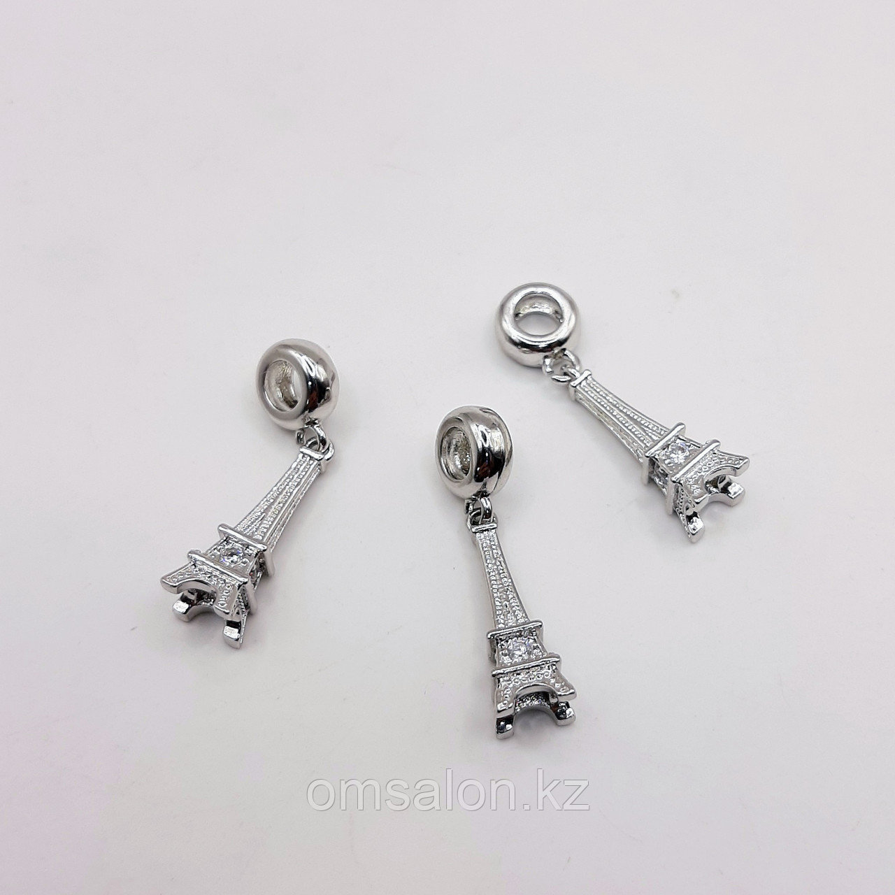 Навеска Эйфелева башня, на бэйле, с фианитами, 20х7мм, фото 1