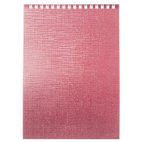 Блокнот "Hatber", 80л, А5, клетка, обложка бумвинил, на гребне, серия "Metallic - Розовый"