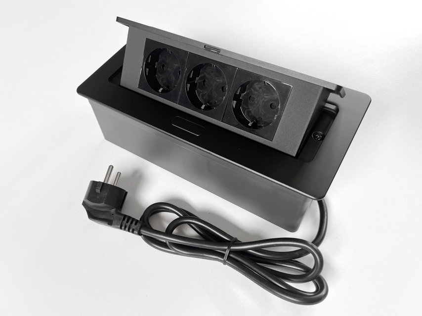 Shelbi Настольный бокс на 3 розетки, шнур 1,5м, чёрный: продажа