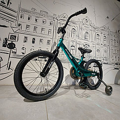 Детский Изумрудный двухколесный велосипед "Batler". 18" колеса. С боковыми поддерживающими колесиками.