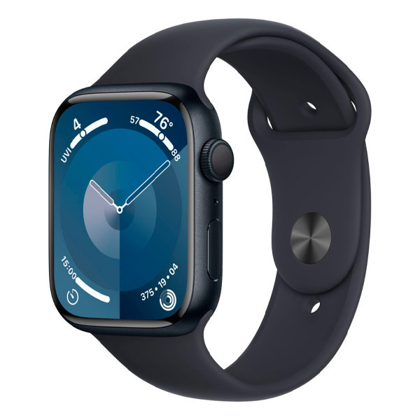 Apple Watch Series 9, 45mm, корпус из алюминия цвета темная ночь, спортивный ремешок цвета темная ночь - фото 1 - id-p111731949