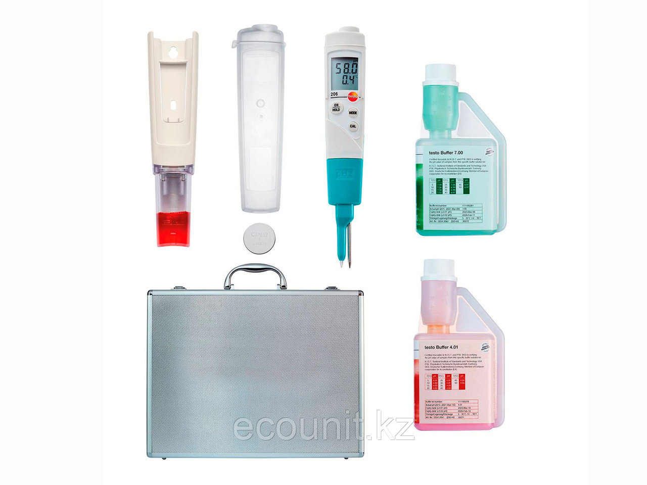 Testo pH метр Testo 206 pH2 с электродом для измерения в полутвердых средах в комплекте с кейсом и буферными, фото 1