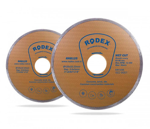 Диск Rodex алмазный отрезной Сплошной (влажная резка) 125 x 22.2, фото 1