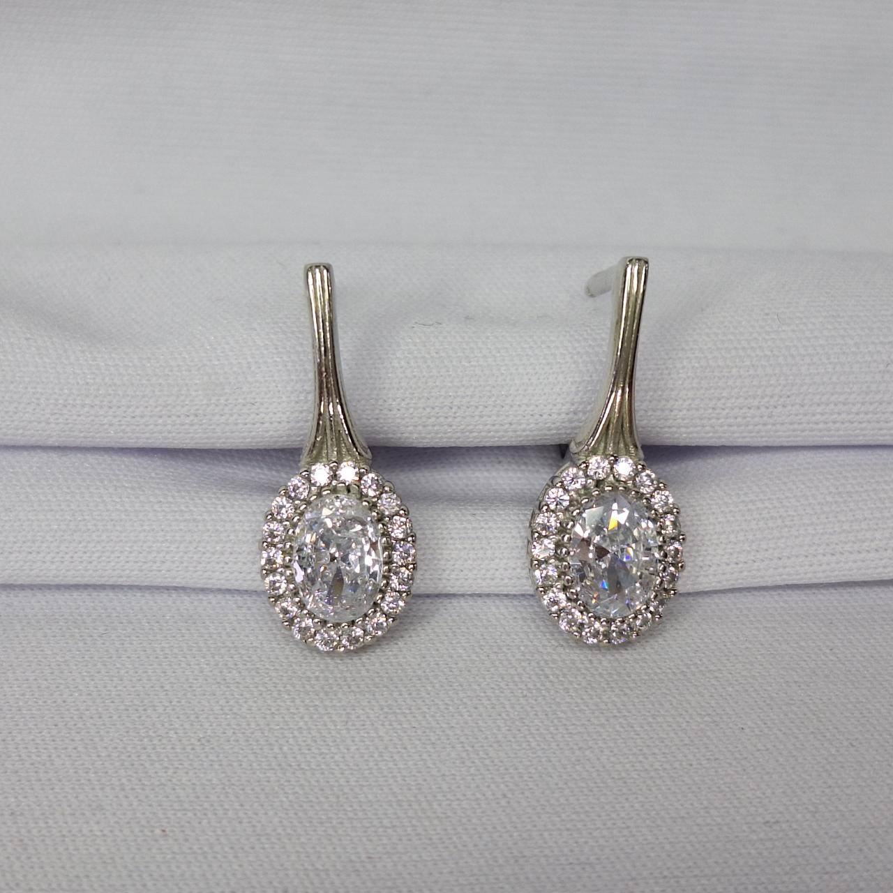 Серьги из серебра с фианитами Италия K592, фото 1