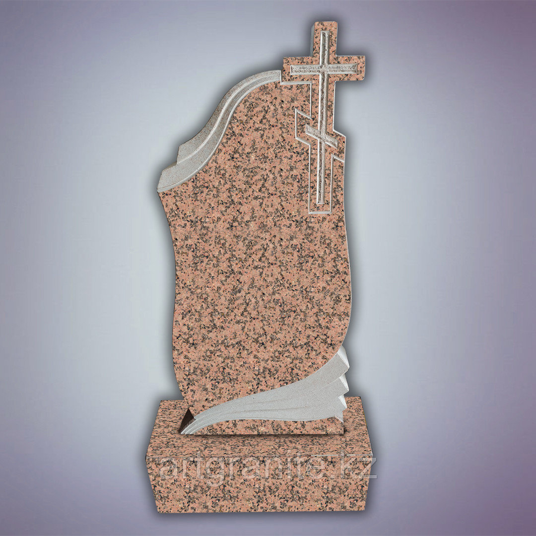 Памятник из гранита Желтау (оранжевый), с крестом - фото 1 - id-p111733804