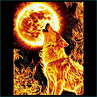 Алмазная мозаика "Огненный волк" (40х50 с подрамником)
