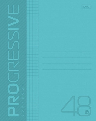 Тетрадь общая А5, 48 листов, клетка, линия, на скобе, пластиковая обложка "Progressive-Бирюза" - фото 1 - id-p111747128