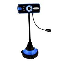 Веб-камера WebCam с микрофоном на гибкой ножке настольный с 3 светодиодами HD 997 480 p черно-синий - фото 1 - id-p80843069