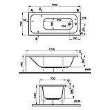 Акриловая ванна Vitra Optimum "Нео 170*75" (5мм акрил Армирована стеклоровингом), фото 2