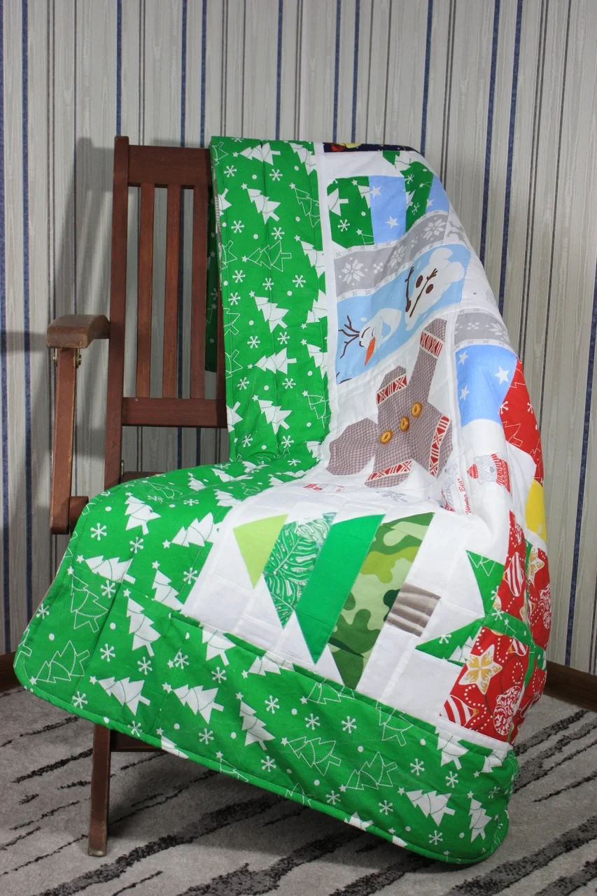 Одеяло в технике пэчворк Новогоднее размер 220*152 ручная работа - фото 1 - id-p111754321